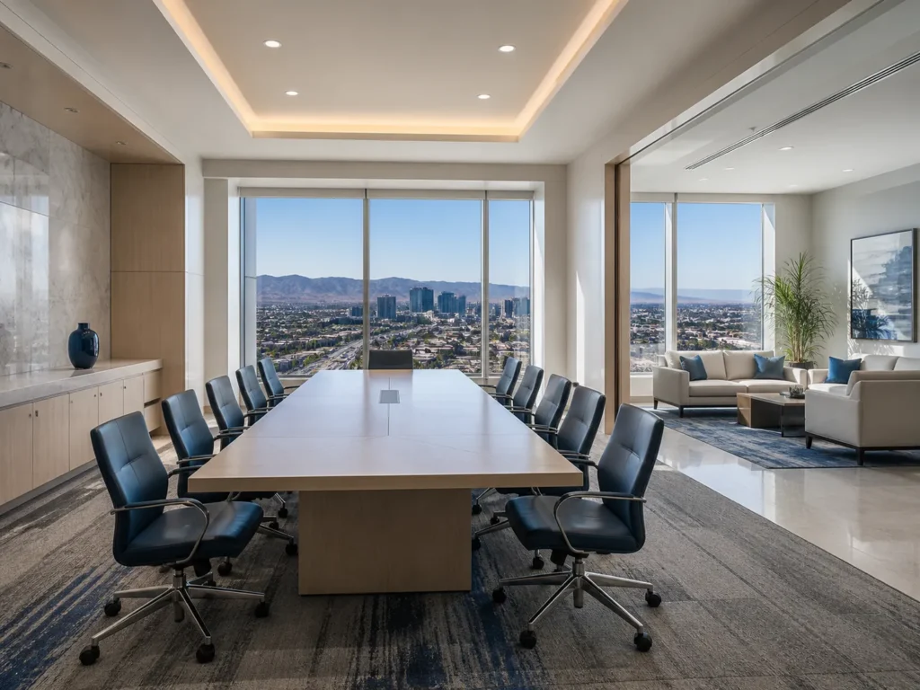 People-free conference workplace interior in Las Vegas