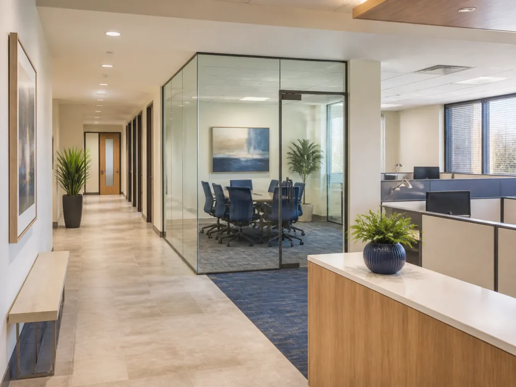 People-free regional workplace interior in Sacramento